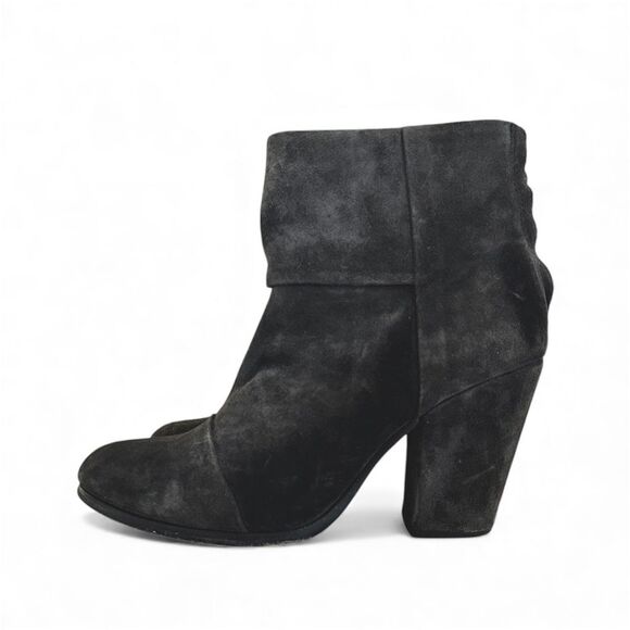 Rag & Bone Suede Granite Newberry Grey Block Heel Zip-Up Ankle Booties 7.5 - Picture 5 of 9